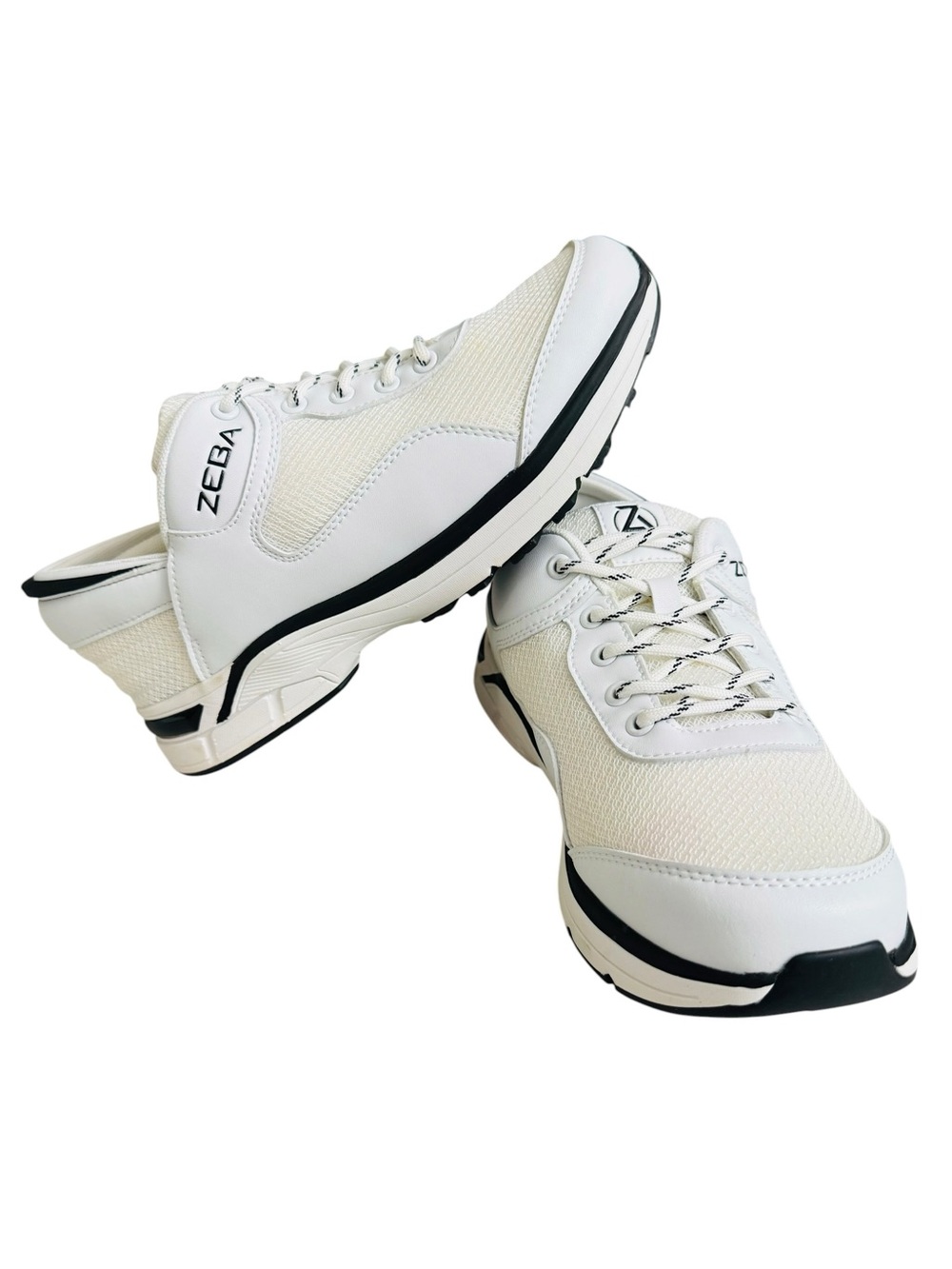 ZEBA Men’s Hands-Free Slip-On Sneakers White Black Memory Foam Size 9.5